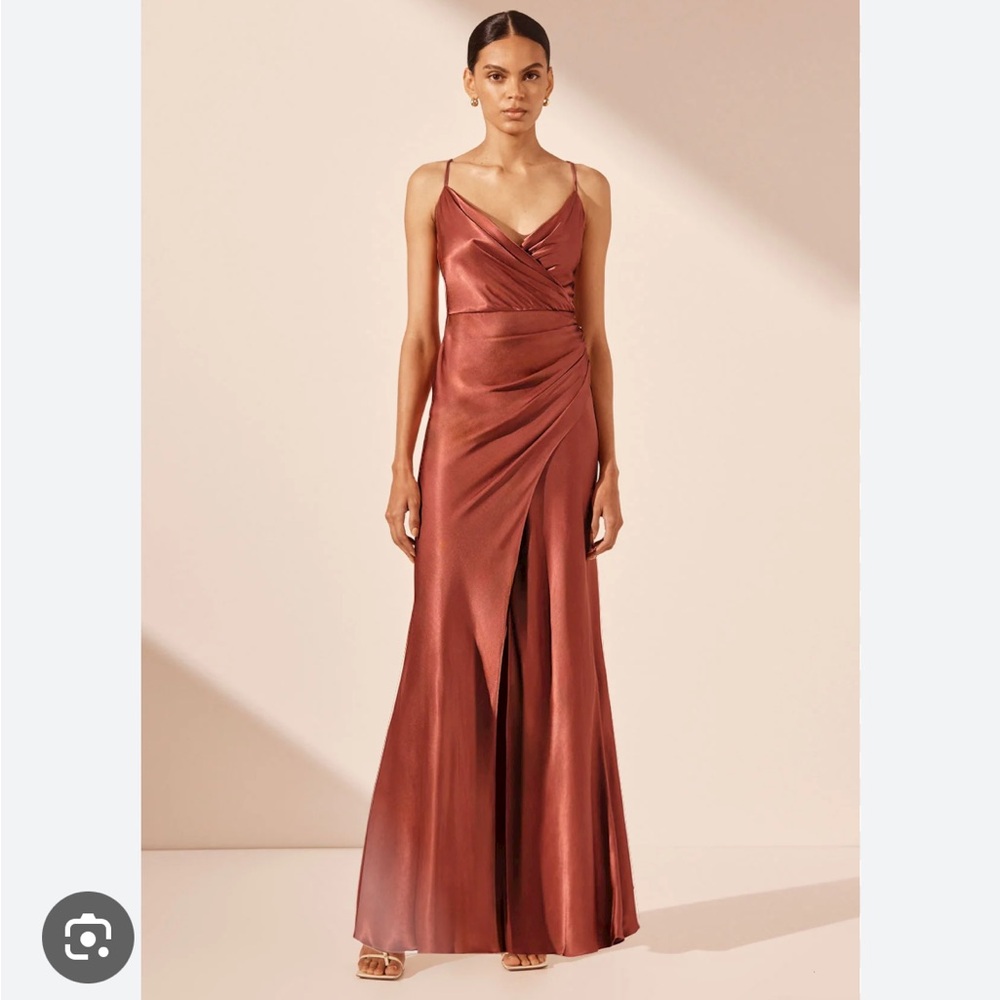 La Lune Cross Draped Maxi Dress terracotta used once